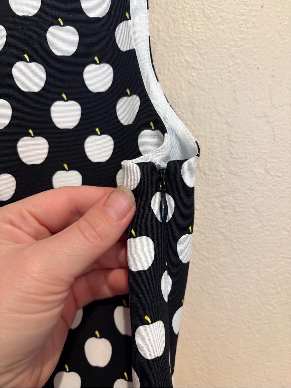Kate Spade Black Midi Dress w/ Little White Apples All Over, Cute Teacher Vibes - Picture 8 of 8